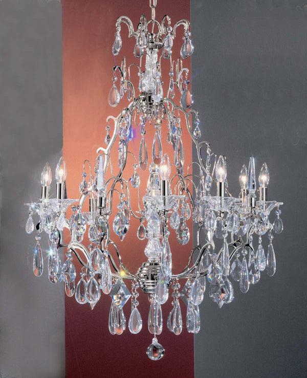 9 lights traditional crystal chandelier in polished chrome finish