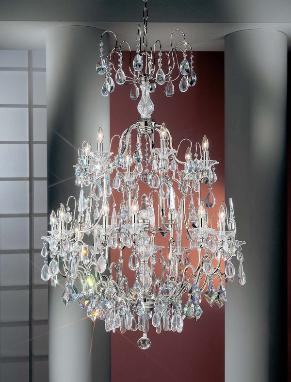 19 lights traditional crystal chandelier in polished chrome finish