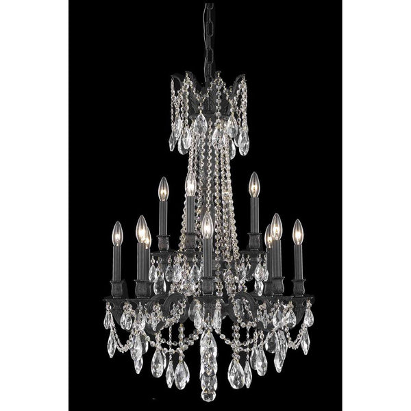 Dark Bronze 12-Light Chandelier with Royal Cut Crystal