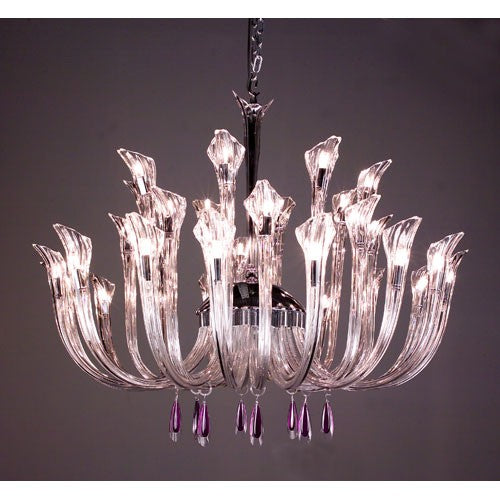 Inspiration Chrome Thirty Two-Light Chandelier with Amethyst Crystal Accents