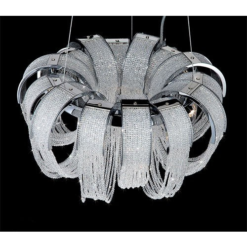 Sage Chrome Eight-Light 31-Inch Wide Chandelier with Clear Crystal