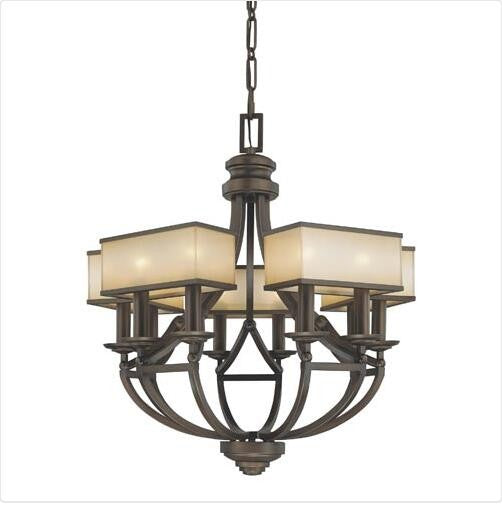 Bronze Ten-Light Chandelier