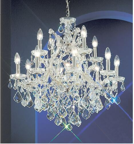 Chrome Thirteen-Light Chandelier with Crystalique Accents