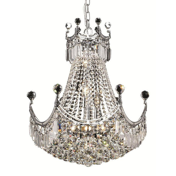 Corona Chrome Nine-Light 20-Inch Chandelier with Royal Cut Clear Crystal