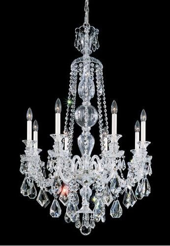 Silver Eight-Light Clear Heritage Handcut Crystal Chandelier, 28W x 43H x 28D