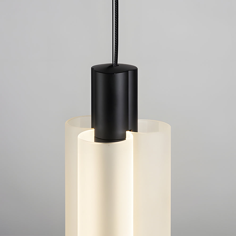 1/2/3 Heads Acrylic Cylinder Pendant Lights: Modern Hanging Lamp in Gold/Black