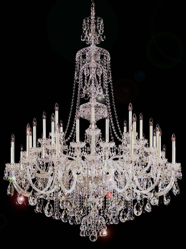 40 Lights Bohemian Crystal chandelier in polished chrome finish