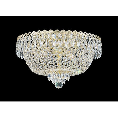 Schonbek Camelot Razzle Dazzle Gold Four-Light Clear Gemcut Flush Mount Light, 15.5W x 10H x 15.5D