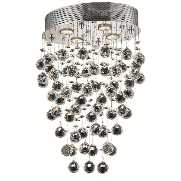 Galaxy Chrome Four-Light 11.5-Inch Semi Flush Mount with Royal Cut Clear Crystal and Round Canopy