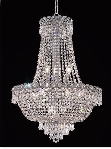 Chrome Twelve-Light 20-Inch Chandelier with Royal Cut Clear Crystal