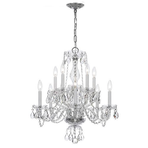 Chrome Ten-Light Clear Crystal Chandelier