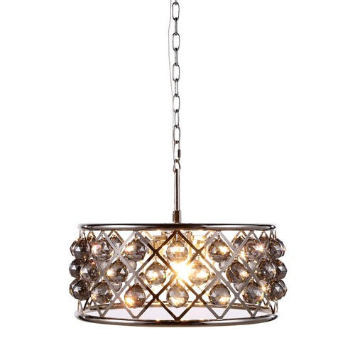 Madison Polished Nickel Five-Light Pendant with Faceted Silver Crystals