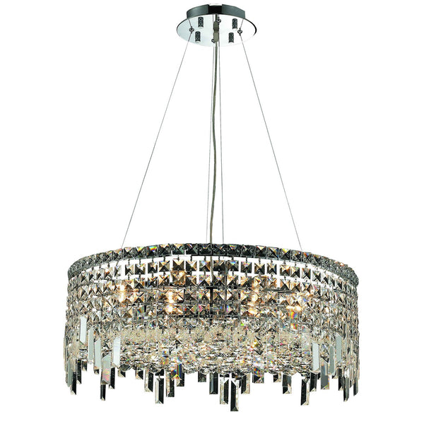 Maxim Chrome Twelve-Light 24-Inch Pendant with Royal Cut Clear Crystal