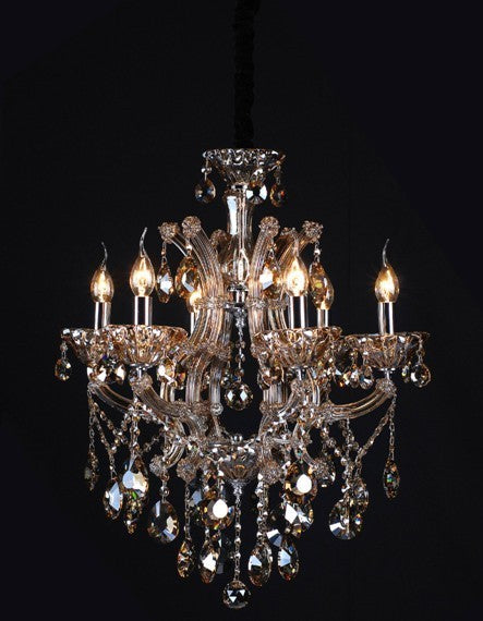 6 Light Maria Theresa crystal Chandelier with cognac finish