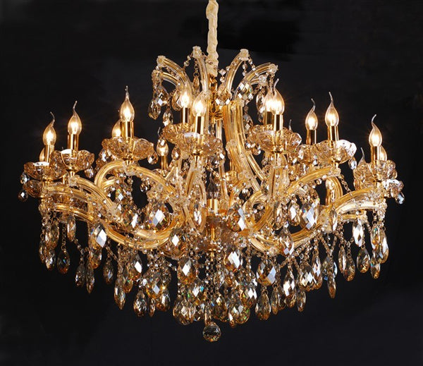 24 light traditional crystal Chandelier in congac color