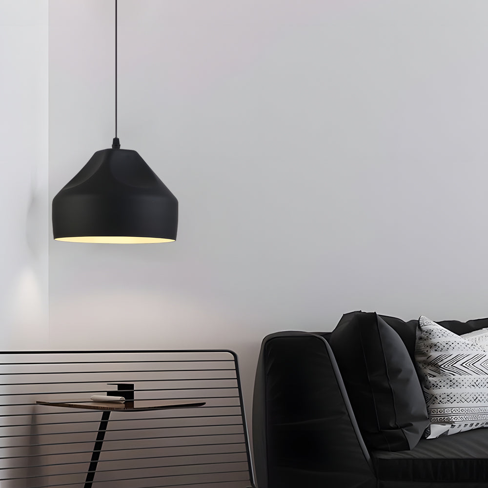 Pleat Box LED Pendant Light 1-Light Black/White Aluminum Hanging Lamp