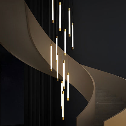 Spiral Creative Long Strip LED Modern Duplex Staircase Chandelier Light