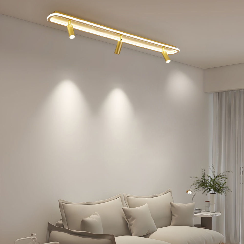 Long Rectangular LED 3 Step Dimming Modern Ceiling Light with Spotlight