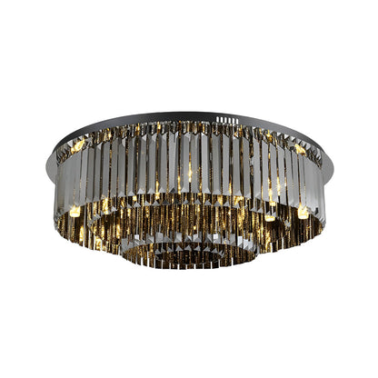 Multilayer Smoky Gray Crystal Strips Three Step Dimming Ceiling Lights