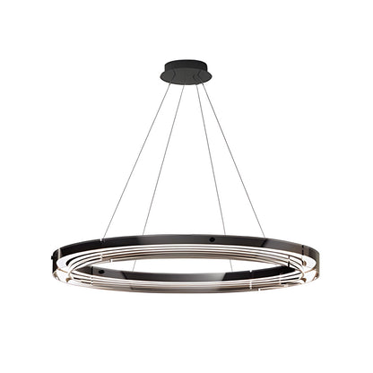 Black Glass Dimmable LED Ring Pendant Chandelier