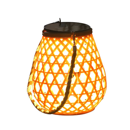 Portable Creative Bamboo Rattan LED Upgrade USB Solar Outdoor Lanterns