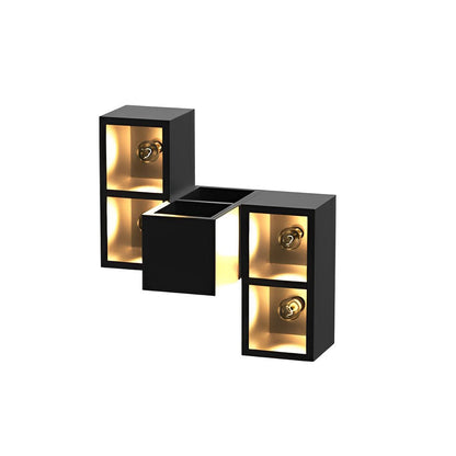 Waterproof Creative Square Combination LED Black Wall Lamp with Flowerpot