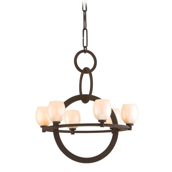 Cirque Brown Suede Six-Light Chandelier