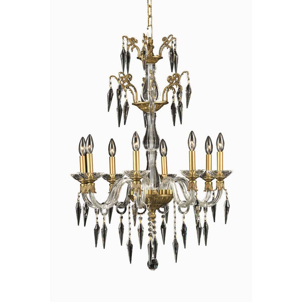 Grande French Gold Eight-Light Chandelier with Elegant Cut Crystal