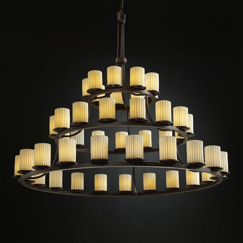 45-Light Dark Bronze Three-Tier Ring Chandelier