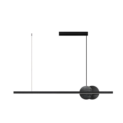 Black Linear Round Marble LED Pendant Light