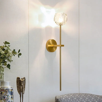 Clear Crystal & Brass Wall Light Fixture