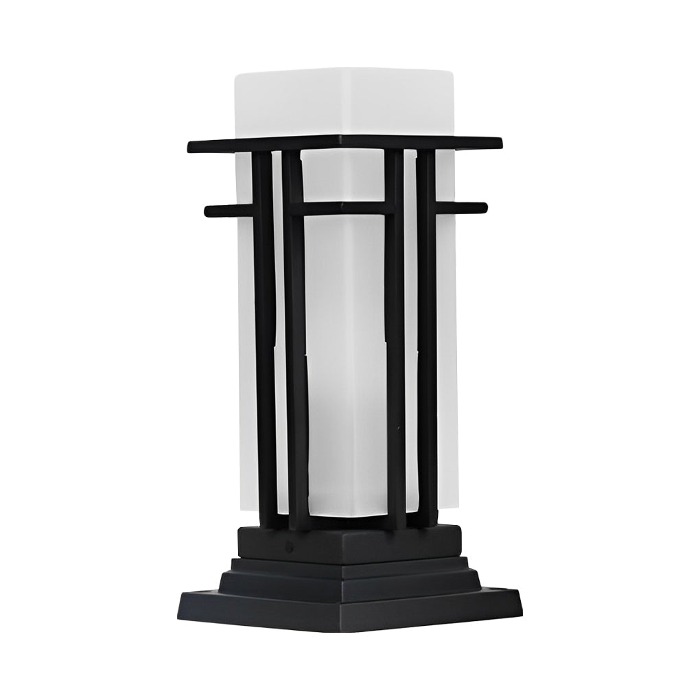 Outdoor Waterproof Frosted Glass Black Retro Fence Post Lights Column Lights