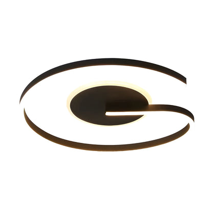 White/Black Open Ring Circle Ceiling Lamp LED Bedroom Flush Mounted Ceiling Light