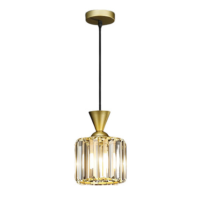 Round Square Metal Crystal Three Step Dimming Modern Pendant Lighting