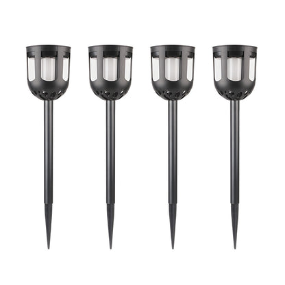 4-Pack Modern Black Solar LED Outdoor Path Light Set