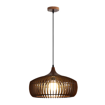 Japanese Wood Cage 1-Light Pendant Light