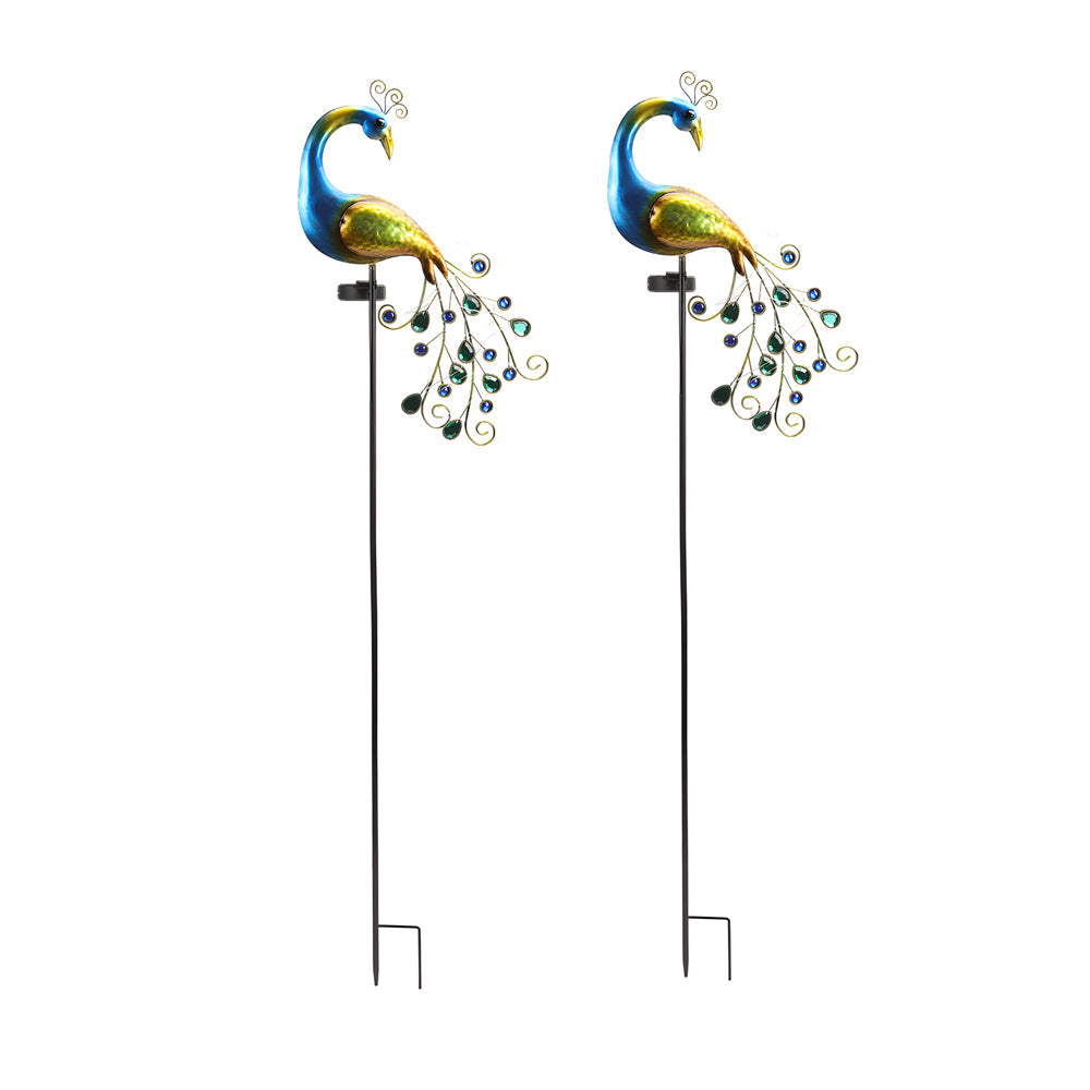 43.7 In. Peacock Solar-Powered Garden Stake - 2-Pack