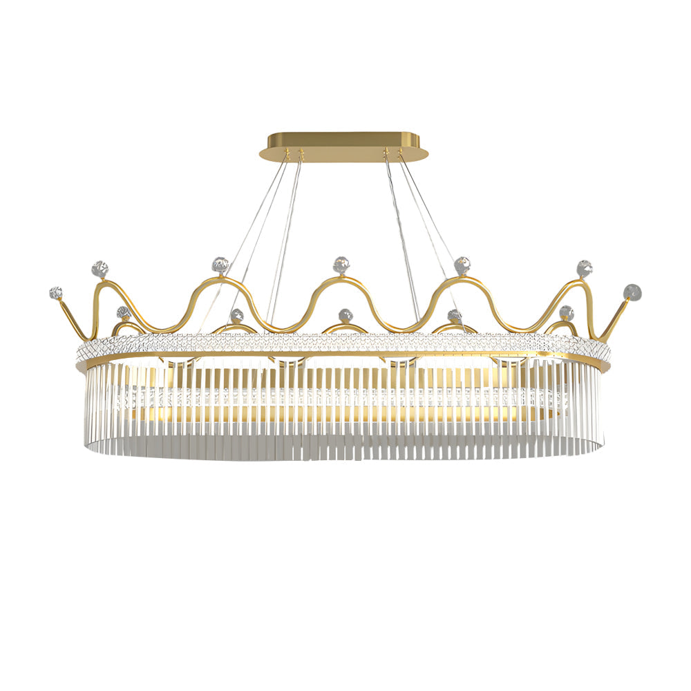 1/2 Layers Long Oval Crystal Crowns Three Step Dimming Modern Chandelier