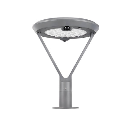 Modern Round Dual Motion Sensor LED Solar Post Lights - Outdoor Pillar Lamp