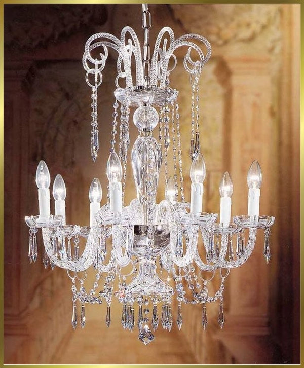 8 Lights Bohemian Crystal chandelier in polished chrome finish