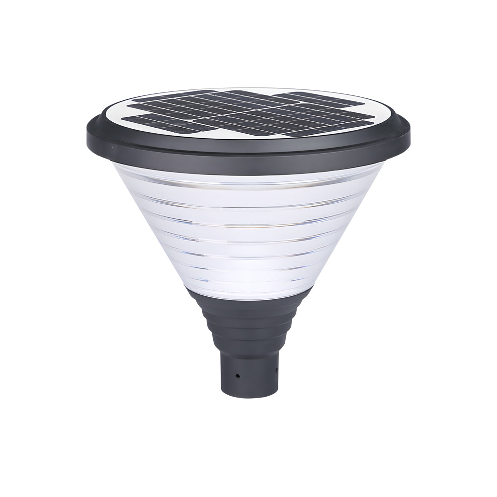 1-Light Round Solar LED Outdoor Lamp Post in Black