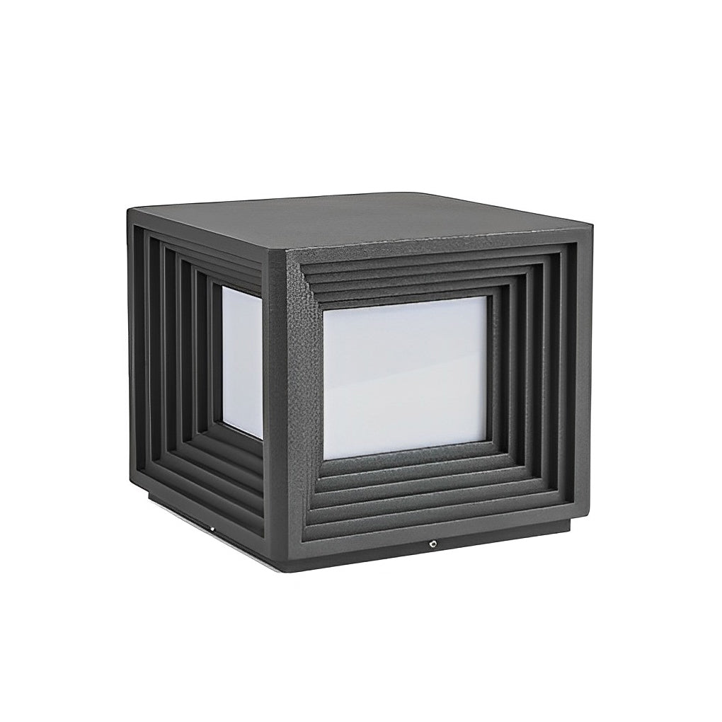 Square Creative Waterproof LED Black Modern Solar Post Caps Lights