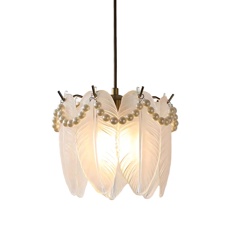 Glass Feathers Seashells Three Step Dimming French Style Chandelier