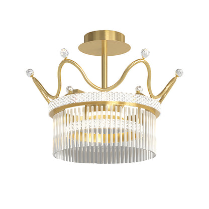 Round Crystal Crowns Three Step Dimming Luxury Postmodern Chandelier