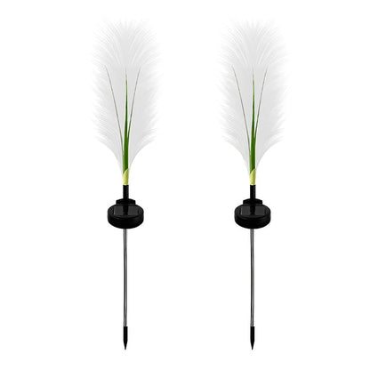 2PCS Creative Hairy Reed Decor LED Intelligent Modern Solar Lawn Lamp