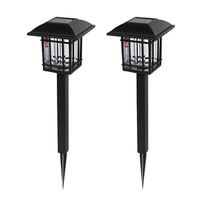 2PCS Vintage Square Waterproof LED Black Modern Solar Lawn Lights