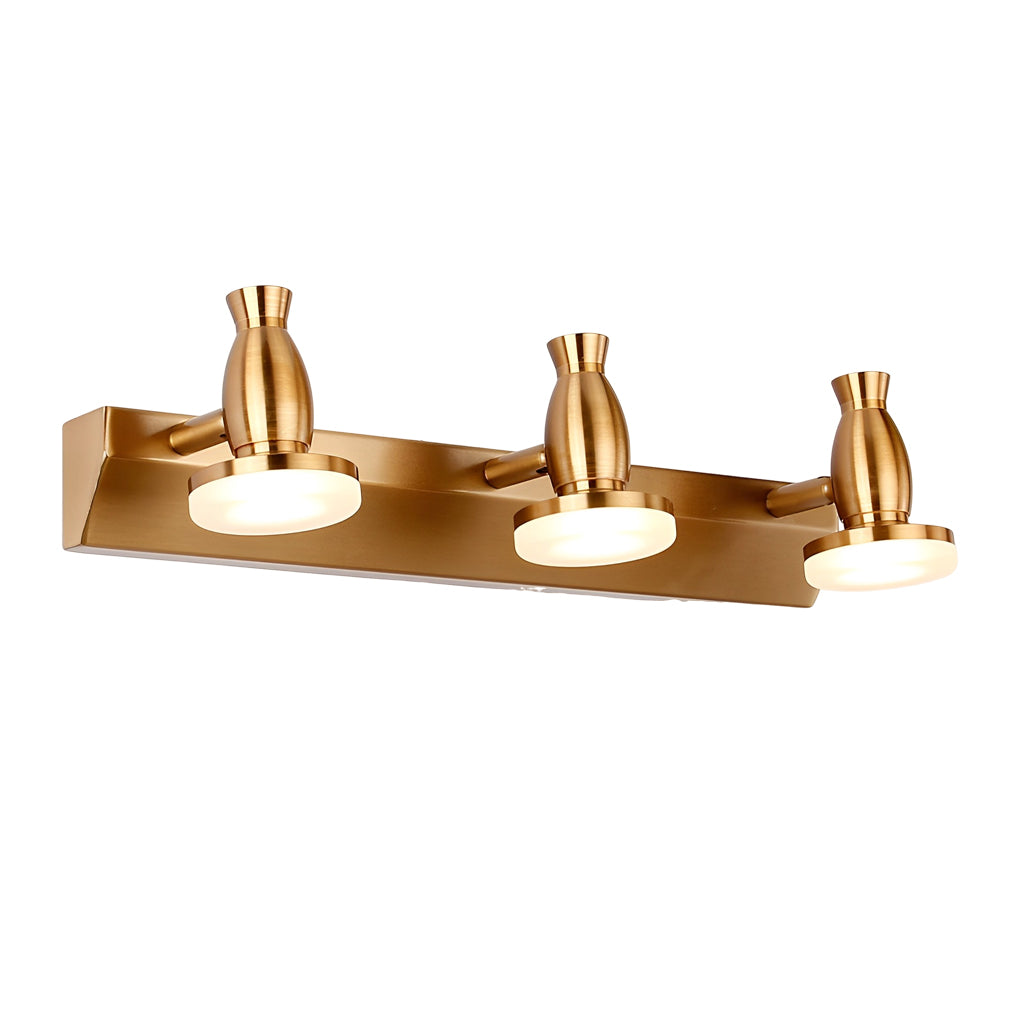 Adjustable Gold Bathroom Vanity Light with 180° Rotatable Heads - 3/4 Light LED Fixture