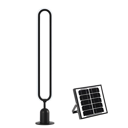 Minimalist Long Oval Ring Led Waterproof Black Modern Solar Lights Outdoor