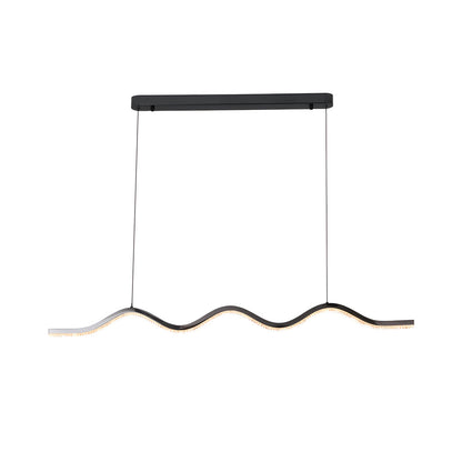 1-Light Black Wave Linear LED Pendant Light