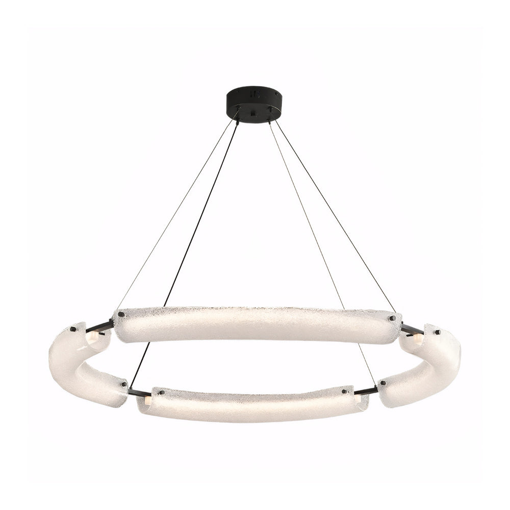 26''/34''/42'' Wide LED Frosted Water Glass Ring Chandelier